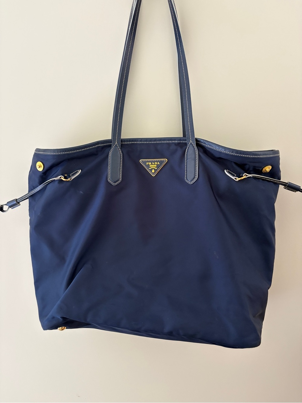 Prada Saffiano Trimmed Tessuto Tote Bag